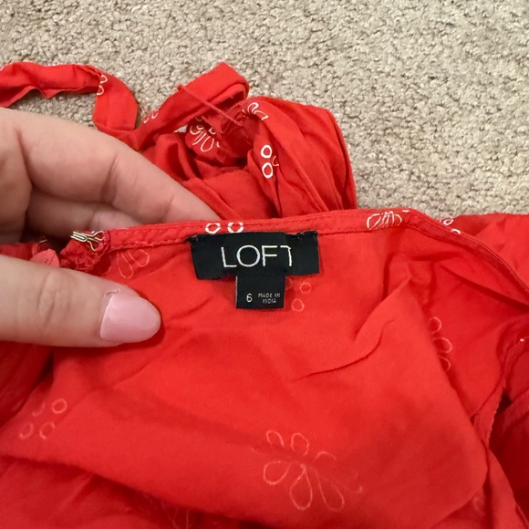 LOFT Red Floral Wide Leg Sleeveless Jumpsuit Size 6 - Picture 5 of 9